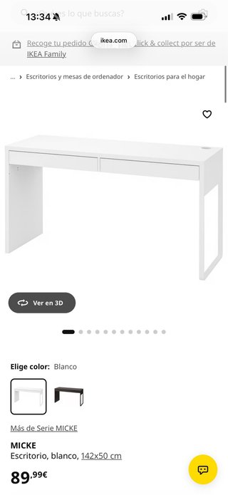 Escritorio Ikea MICKE Blanco 142x50 cm