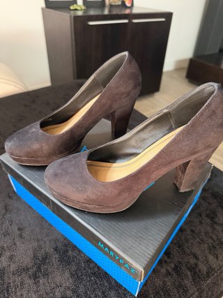 Zapatos Marypaz Talla 37 Tacón Ancho Negro