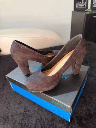 Zapatos Marypaz Talla 37 Tacón Ancho Negro