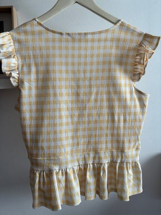 Blusa Naf Naf cuadros vichy amarilla
