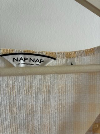Blusa Naf Naf cuadros vichy amarilla