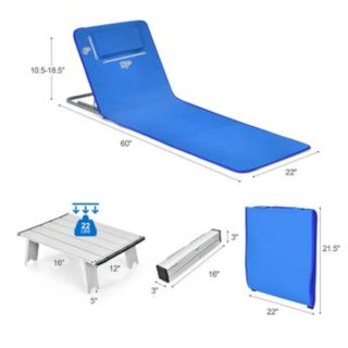 Costway - Juego de 3 piezas para tumbonas de playa