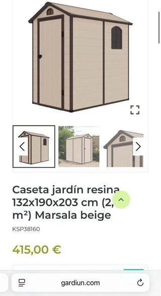 Caseta resina jardín 132x190x203cm 2,47m2 Marsala