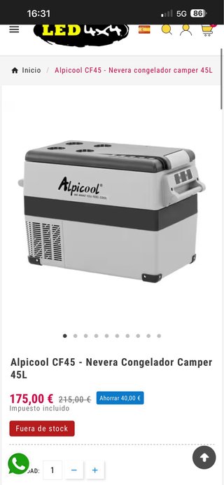 Nevera portátil Alpicool 45L Esta la manilla rota