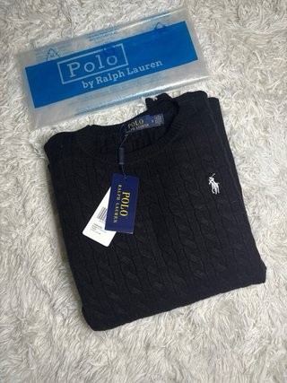 Maglione pullover Ralph Lauren nero a trecce