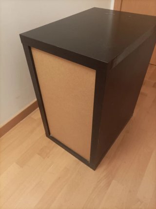 Cajonera escritorio wengué y blanco