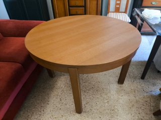 Mesa redonda extensible madera Ikea, cristal +tela