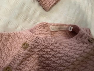 Conjunto bebé 6-9 meses rosa tejido