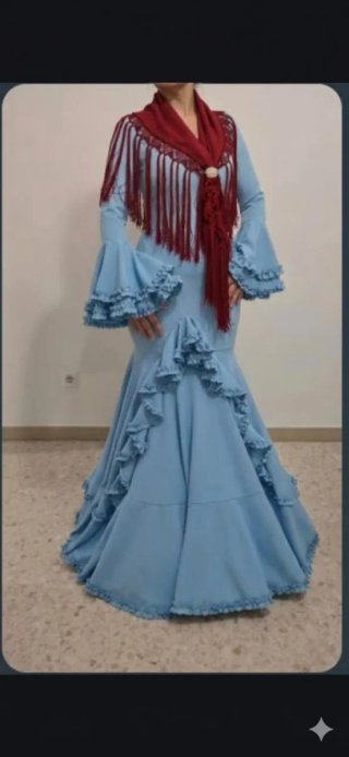Traje de Flamenca Celeste TODAS LAS TALLAS