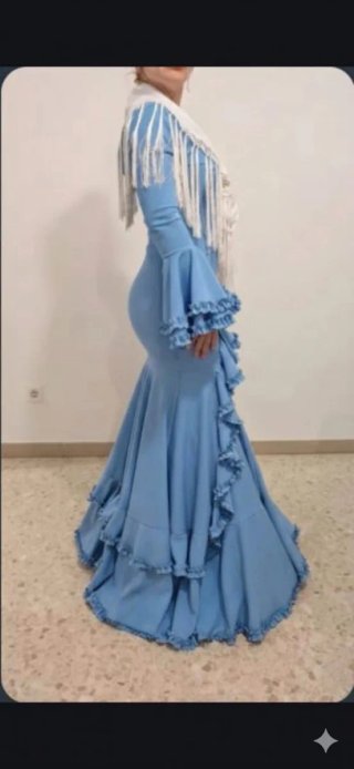 Traje de Flamenca Celeste TODAS LAS TALLAS