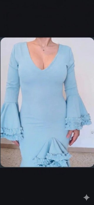Traje de Flamenca Celeste TODAS LAS TALLAS