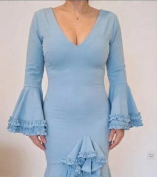 Traje de Flamenca Celeste TODAS LAS TALLAS