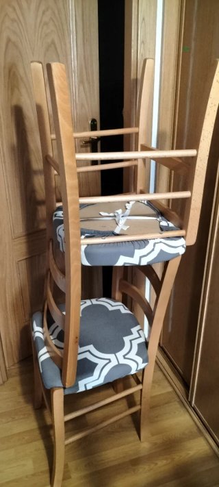 4 Sillas Comedor Madera Tapizado Gris