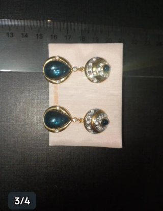 Pendientes Chapados Oro y Azul