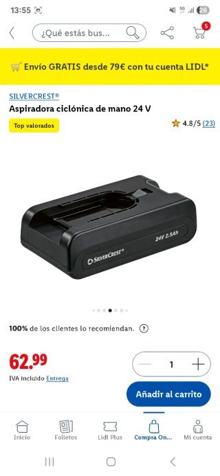 Aspiradora Ciclónica de Mano 24V Silvercrest