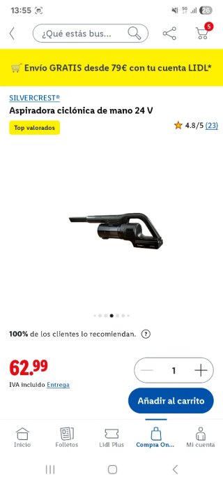 Aspiradora Ciclónica de Mano 24V Silvercrest