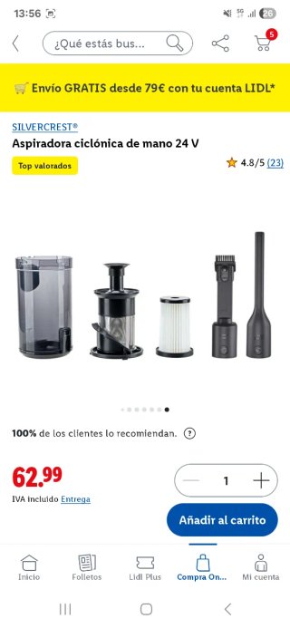 Aspiradora Ciclónica de Mano 24V Silvercrest