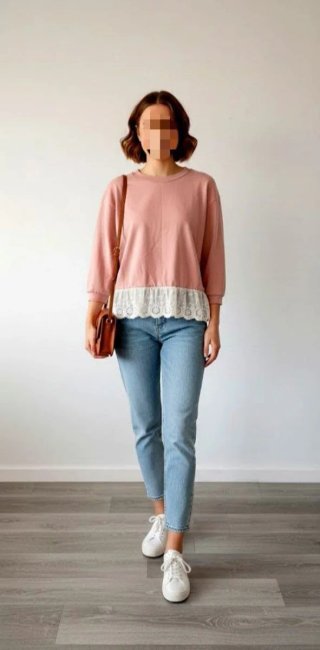 Blusa rosa con encaje