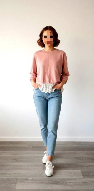 Blusa rosa con encaje