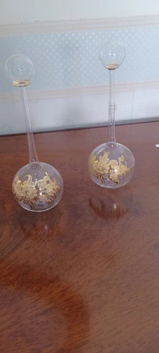 Coppia Ampolline Vetro Murano Dorate