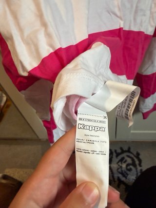 Camiseta Crop Manga Larga Kappa Rayas Rosa/Blanco