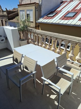 Mesa extensible de terraza 90-160 cm + 4 sillas