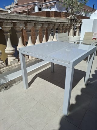 Mesa extensible de terraza 90-160 cm + 4 sillas