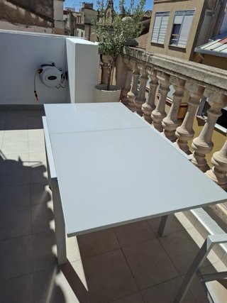 Mesa extensible de terraza 90-160 cm + 4 sillas
