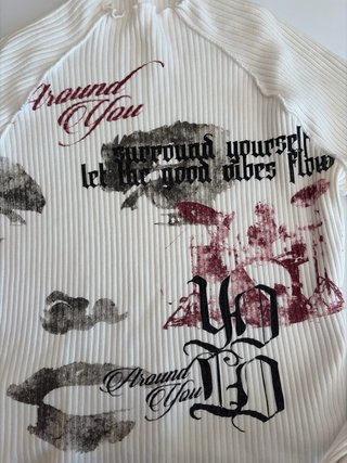 Jersey fino adolescente blanco con estampado