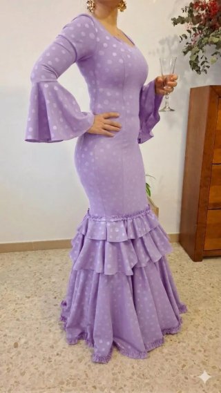 Traje de Flamenca Morado Pastel TODAS LAS TALLAS
