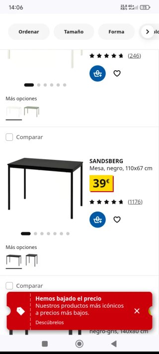 Mesa de comedor de madera y metal