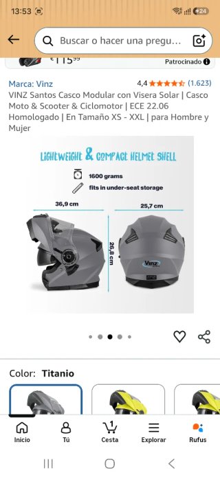 Casco modular Vinz Santos Titanio