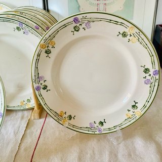 Juego de 9 platos antiguos Longwy – Deco floral