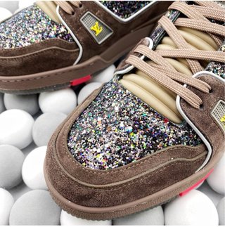 Louis Vuitton LV Trainer Glitter Marroni