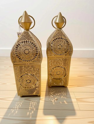 2 Faroles Dorados Decorativos