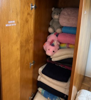 Cama alta com escadas e arrumação