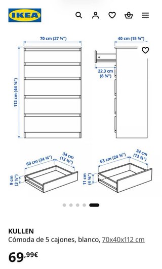 Cómoda Ikea Kullen Blanca
