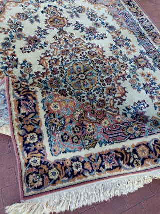 Grande tappeto vintage lana beige multicolor