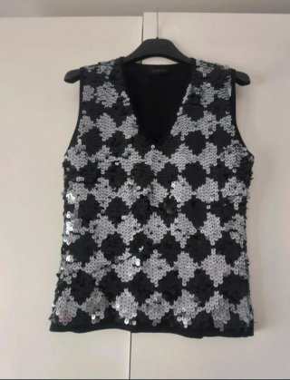 Top lentejuelas negro y plateado