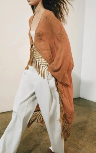 Kaftan/kimono Zara bordado flecos
