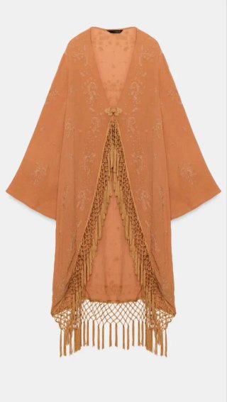 Kaftan/kimono Zara bordado flecos