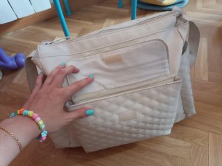 Bolso para carrito de bebé color beige