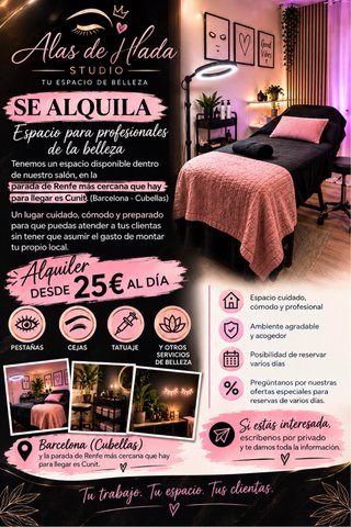 Alquiler cabina para tatuar o lashista
