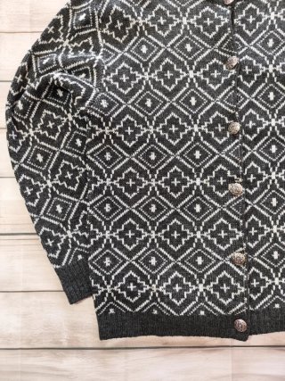 Cárdigan Vintage Mujer Geométrico Negro Blanco M