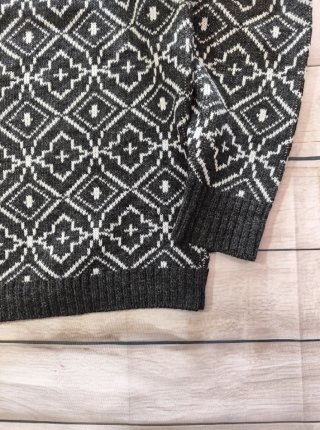 Cárdigan Vintage Mujer Geométrico Negro Blanco M