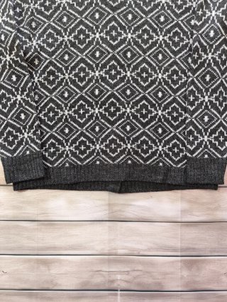 Cárdigan Vintage Mujer Geométrico Negro Blanco M
