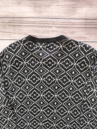 Cárdigan Vintage Mujer Geométrico Negro Blanco M