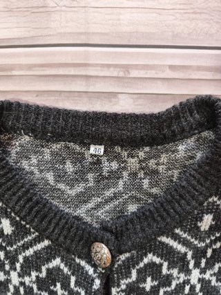 Cárdigan Vintage Mujer Geométrico Negro Blanco M