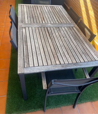 Mesa de jardín extensible con 6 sillas