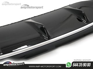 DIFUSOR TRASERO NEGRO BRILLO BORDE CROMO PARA MERCEDES CLASE E W213